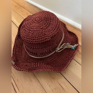 Kooringal Rust colored Sun Hat with Decorative leather and beaded band